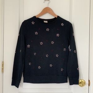 Black Gem Flower Print Sweater